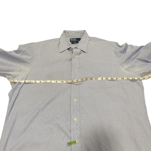 Polo by Ralph Lauren Long Sleeve Shirt Andrew Classic Fit Blue White Stripe 16.5 - Picture 6 of 9